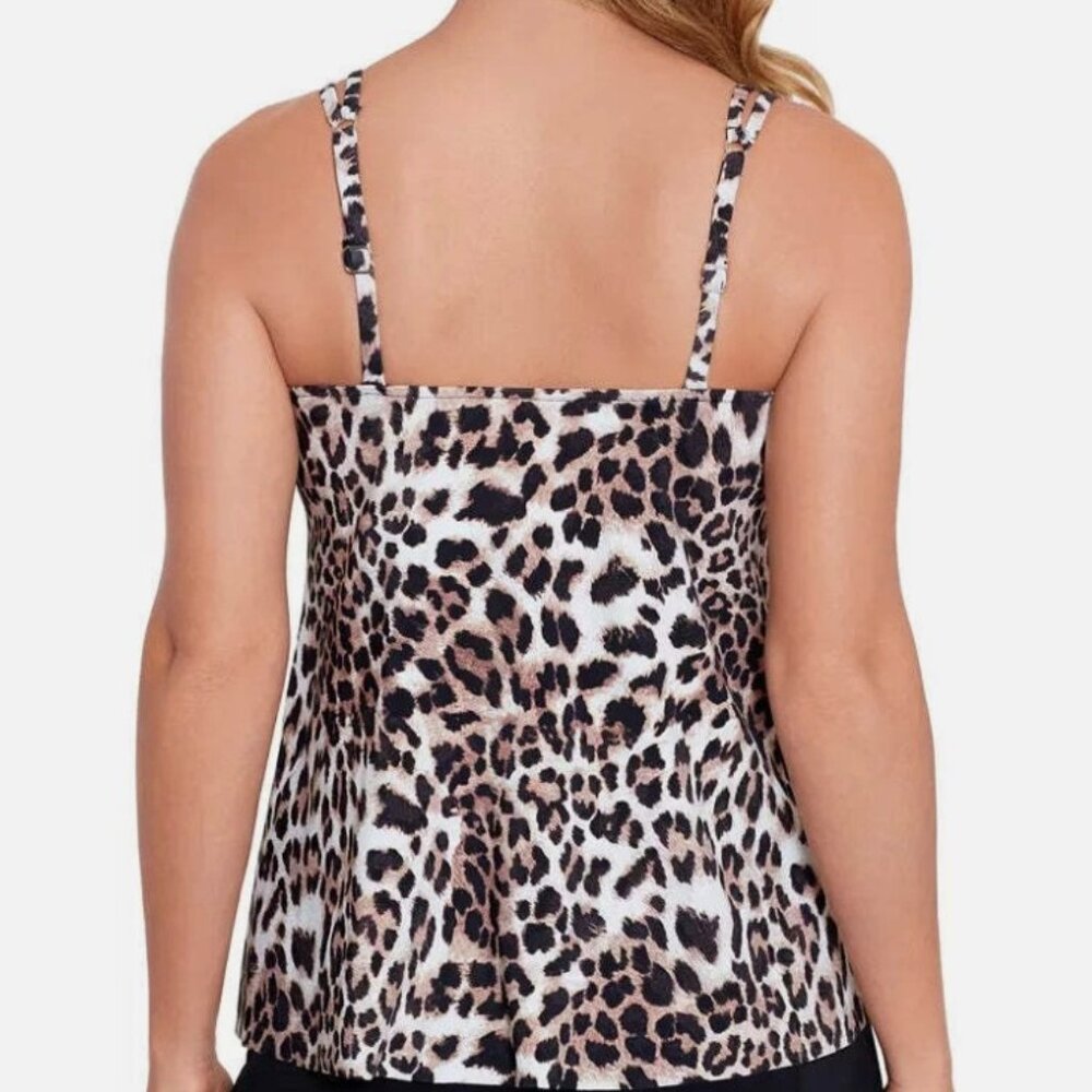 Swim Solutions Animal Print Pleat-Front Tankini Top - Picture 11 of 11